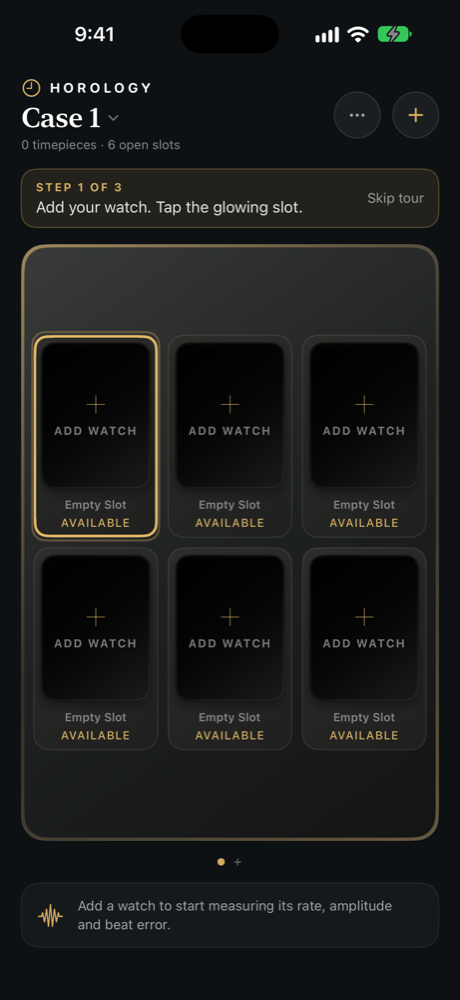 The guided start highlighting the first slot to tap